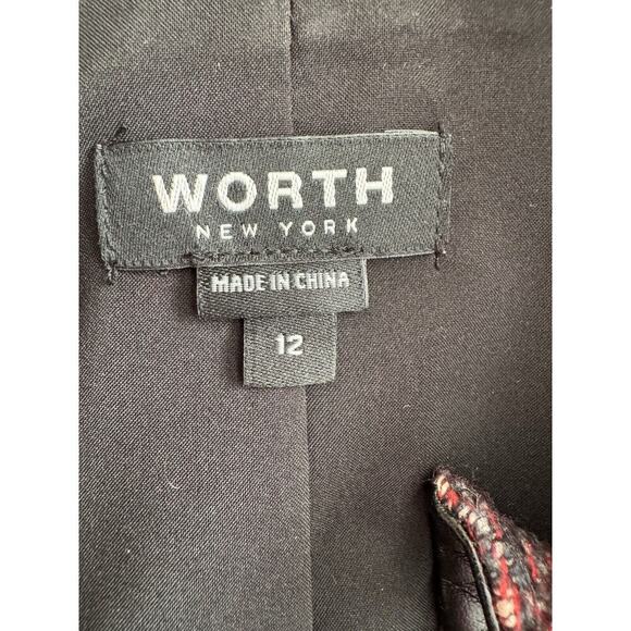 WORTH New York Wool Jacket Blazer Tweed Womens 12 Full Front Zipper Ribbed Cuffs - Picture 3 of 10